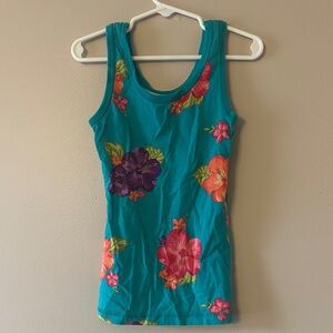 Girls Cherokee Teal Floral Tank Top